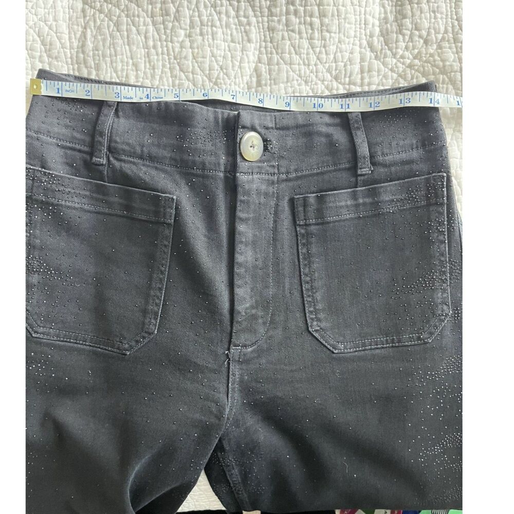 Anthropologie Maeve Colette Sparkle Crop High Rise Wide Leg Jeans Sz 28 Black - Picture 8 of 12